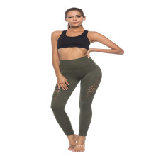 Lady Seamless Hollow Out Breathable Mesh Yoga Leggings High Waist Tight Pants